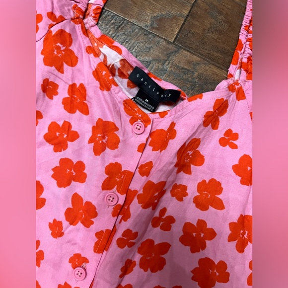 Sanctuary Womens Floral Print Peasant Top Button-Down Top - Picture 5 of 6